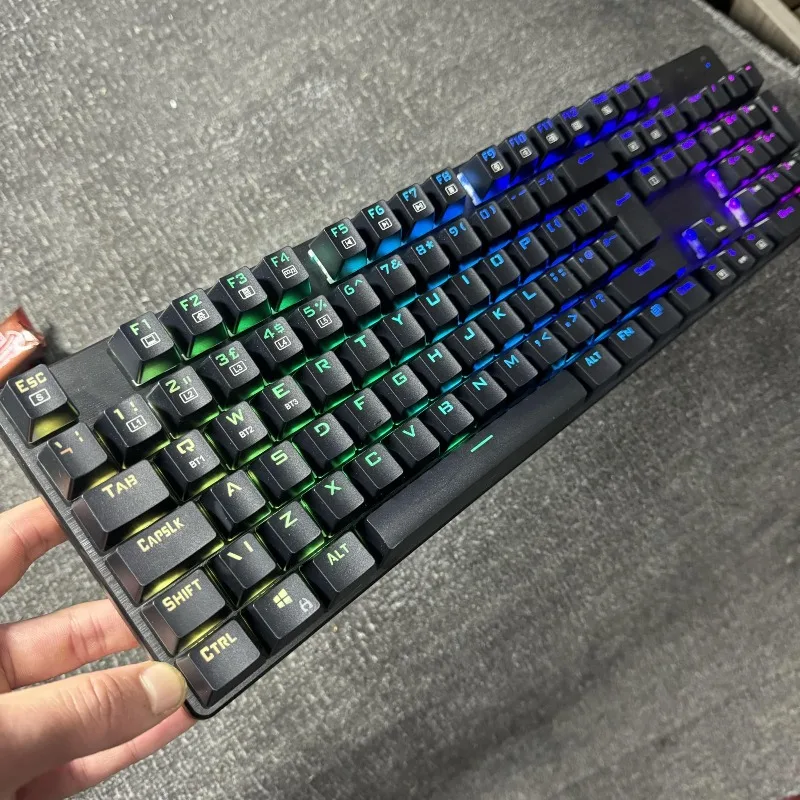 104 key three-mode mechanical keyboard black red axis green axis rgb light bluetooth 5.0 wireless 2.4g with digital area