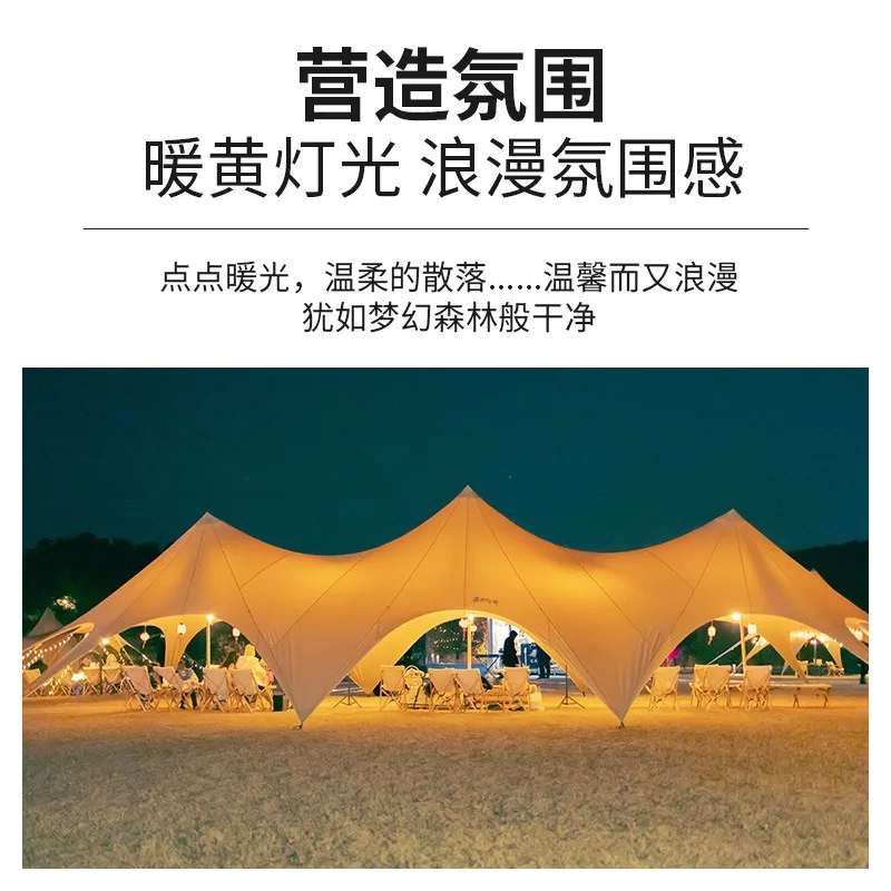 Himalayan camp with oversized 20-person outdoor three-peak canopy cotton tent camping rain-proof camping awning