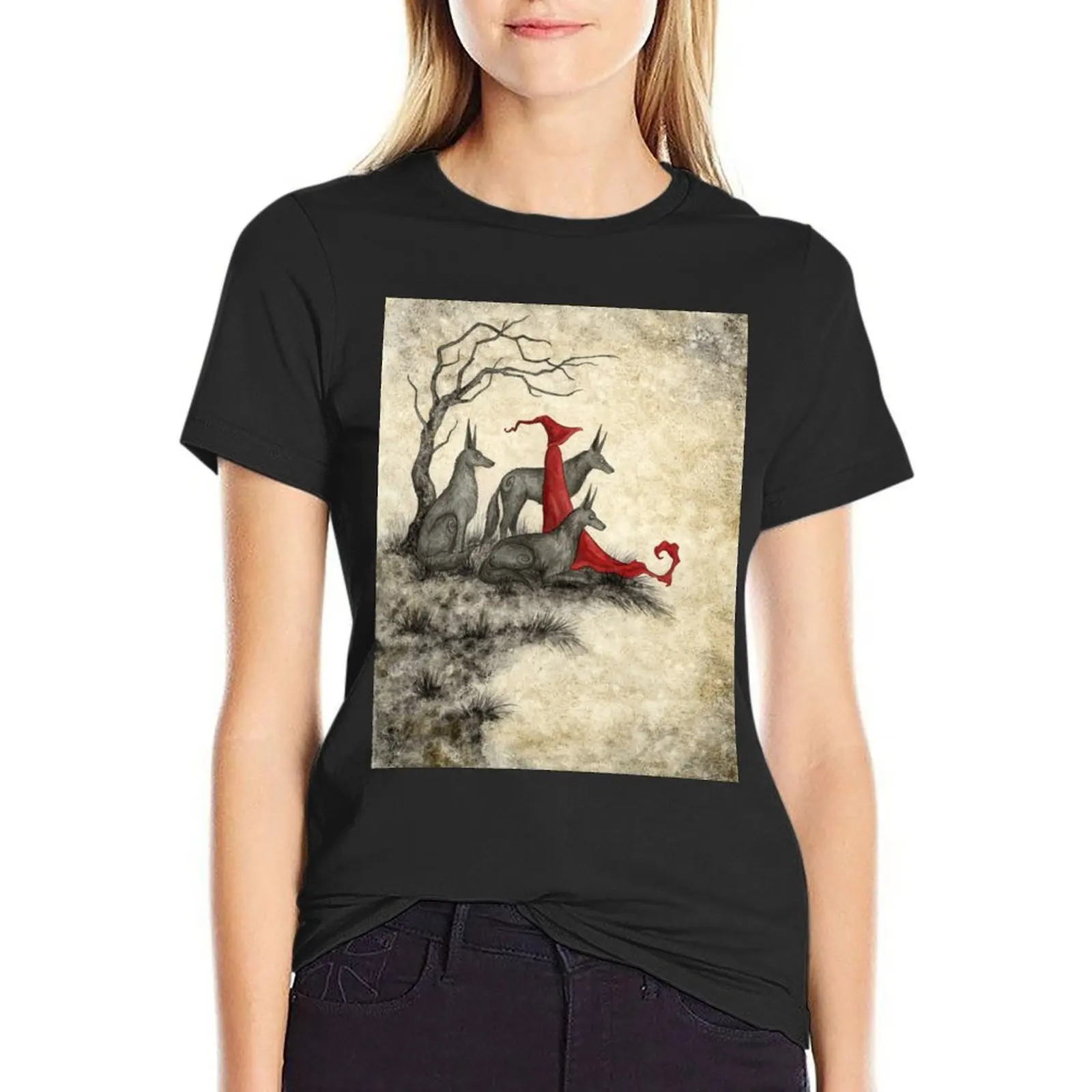 Wolf Mage T-Shirt plain hippie clothes t shirts for Women loose fit