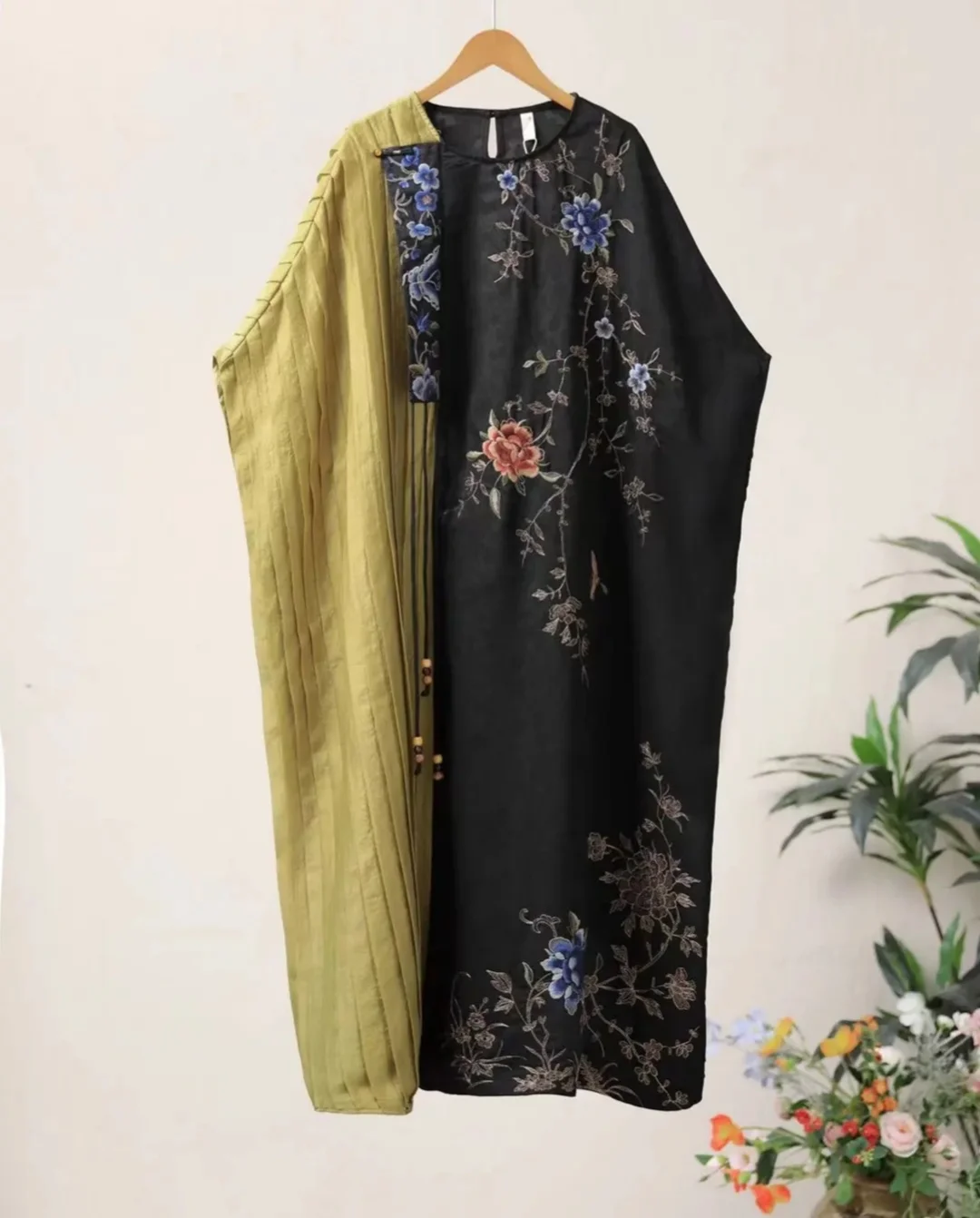 Luxury embroidery summer robe Natural silk patchwork Golden thread embroider evening dresses loose Vintage Long dresses