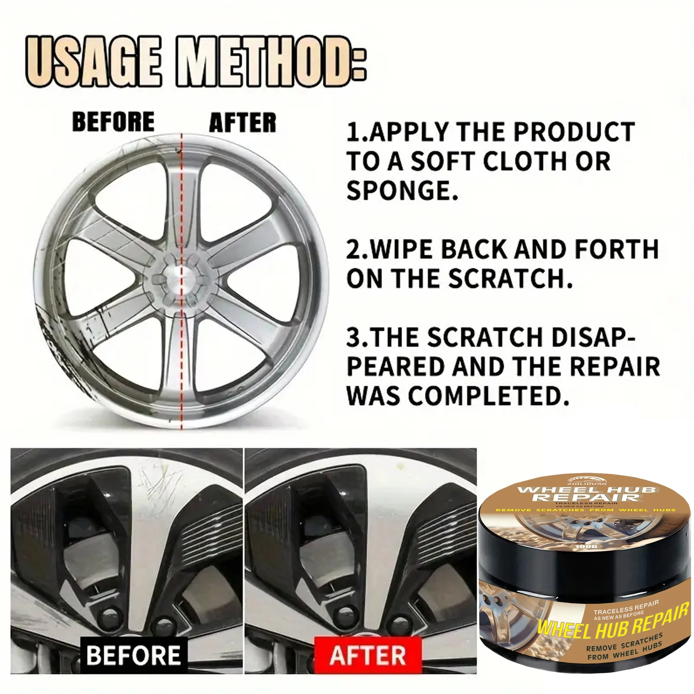 Ultimate Wheel Repair Kit - Scratch&Fade Restoration with Polishing Paste for Enhanced Car Maintenance，Durable protection