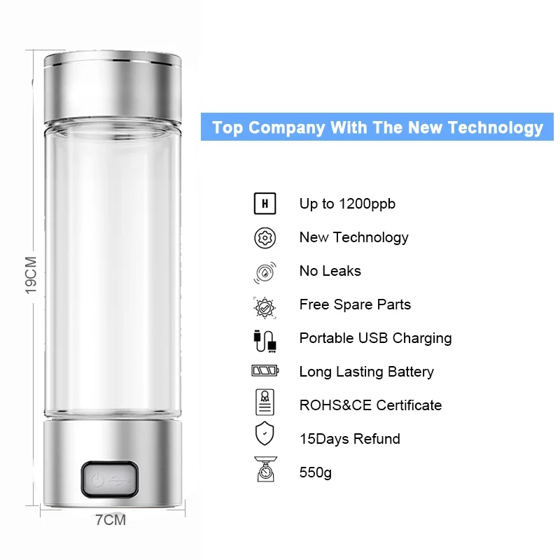YenvK 300ML Hydrogen Water Generator SPE/PEM Technology Water Lonizer Maker Super Antioxidants Hydrogen Bottle