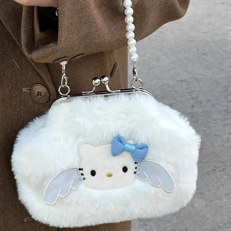 Hello Kittys Y2K Plush Handbag Kawaii Anime Cartoon Sanrios Autumn Winter Cute Girly Heart Kt Handbag Jk Bestie Bag Girls Gifts