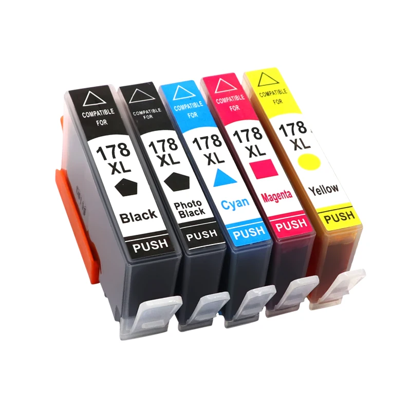 NEW 5PCS Compatible Ink Cartridge for HP 178 for HP178 178XL Photosmart 5510 5515 6510 7510 B109a B109n B110a Printer