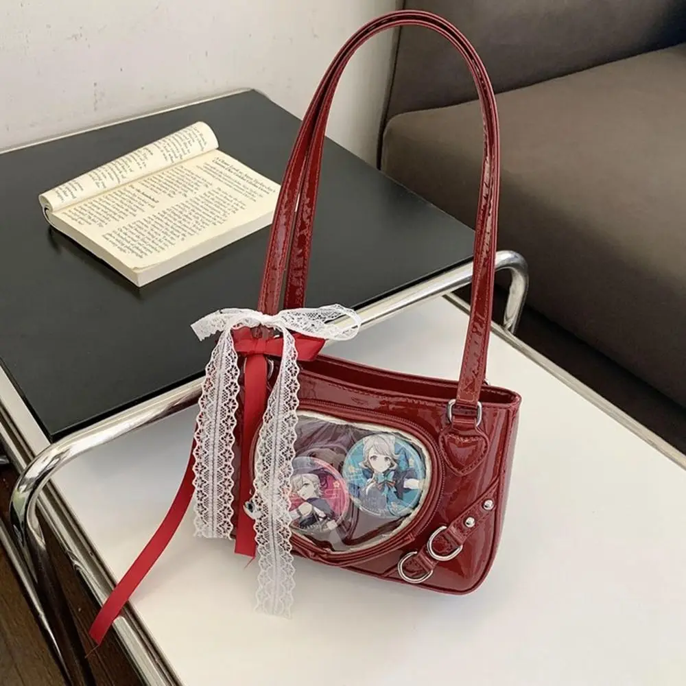 

Y2K Transparent Love Itabag JK Idol Merchandise Storage Kawaii Shoulder Bag Small Item Bag Zipper Bag Lace Crossbody Bag Women