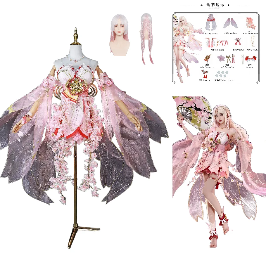 

Game Naraka: Bladepoint Kurumi Hu Tao Cosplay Costume Wig Uniform Halloween Party Dress for Women Comic Con Anime Clothing