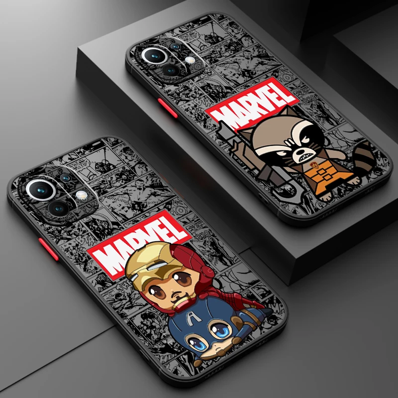 Cute Marvel Collection Cartoon Frosted Translucent For Xiaomi Mi 13 12 12T 11T 11 11i 10T 10 9T Pro Lite Ultra 5G Cover