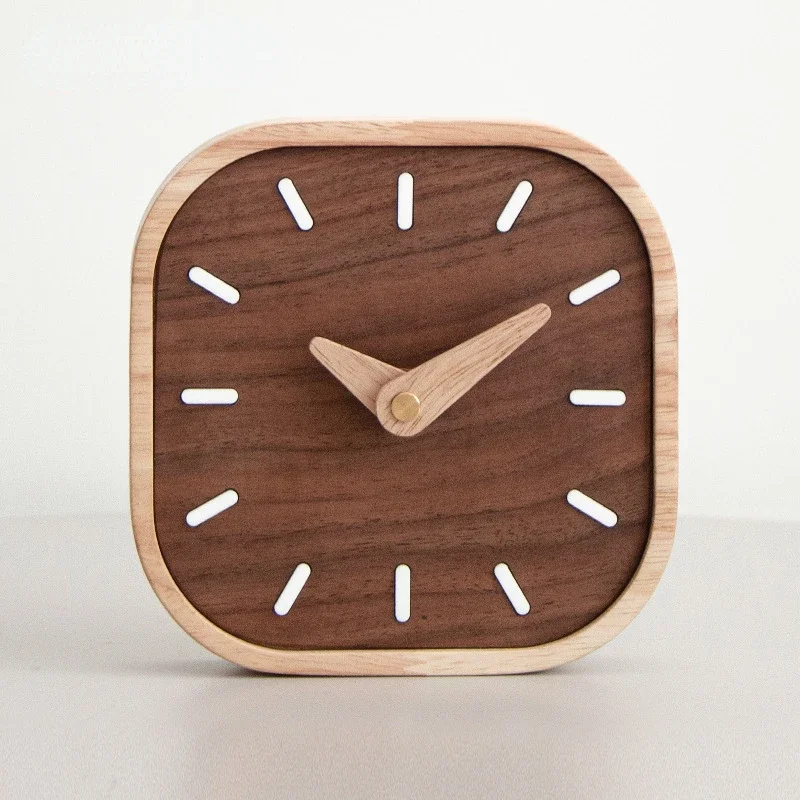 

Black Walnut Minimalist Desk Clock Bedside Mute Desk Clocks Mini Small Clock Nordic Creative Decorative Clocks