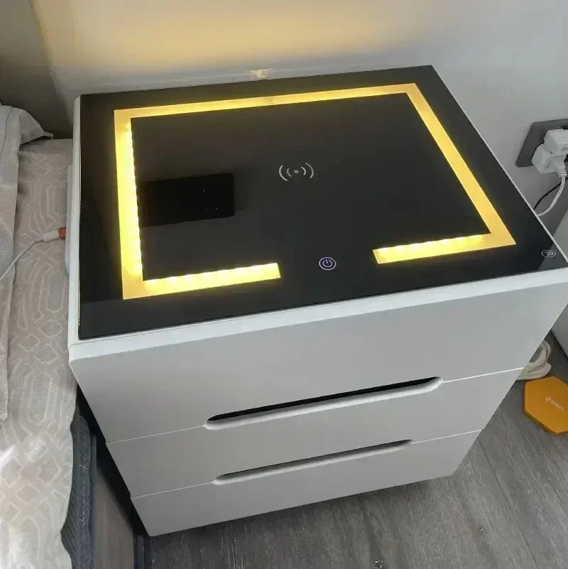 Modern Multifunctional Smart Bedside Tables Modern Simple Storage Nightstands Bedroom Furniture Home Storage Cabinet with Drawer