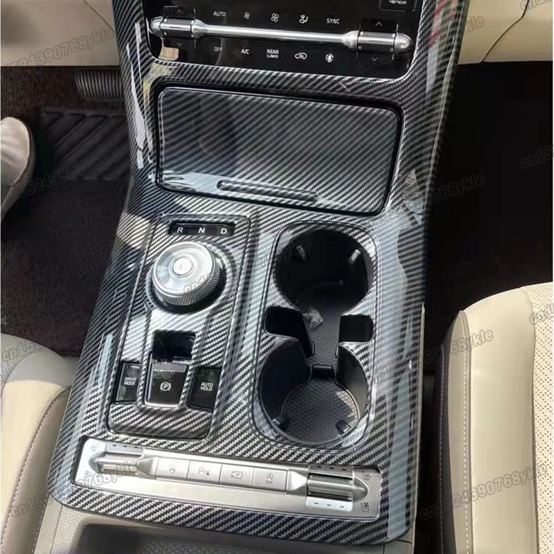 

carbon fiber car central console gear panel cup frame trims for kia carnival KA4 2020 2021 2023 grand interior accessories