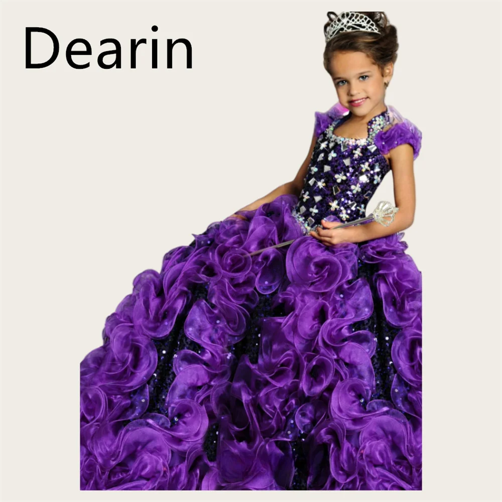 

Customized Flower Girl Dress Dearin Jewel A-line Floor Length Applique Es