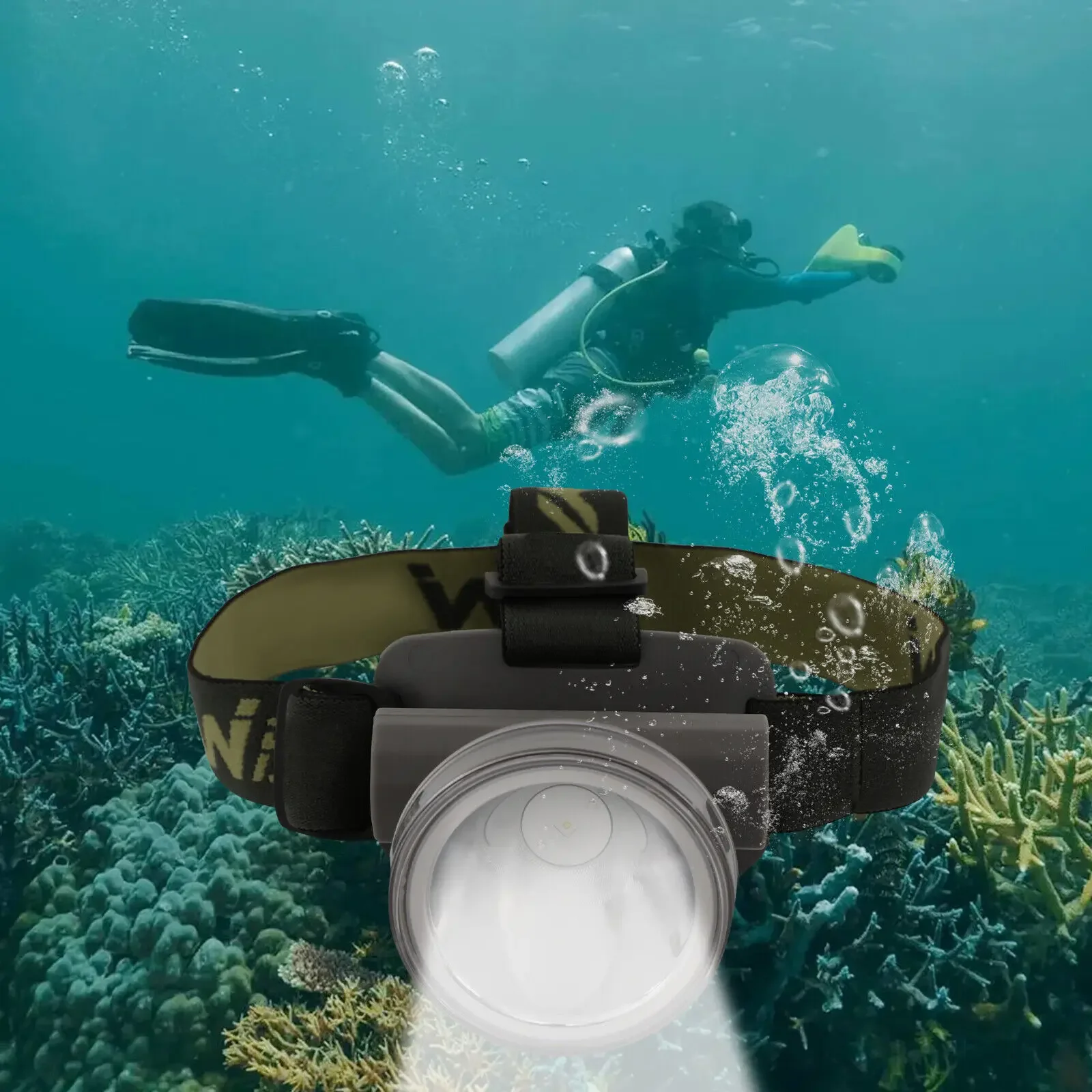 

Rechargeable LED Diving Headlamp – Head-mounted Light for Night and Deep Sea Diving Adventures