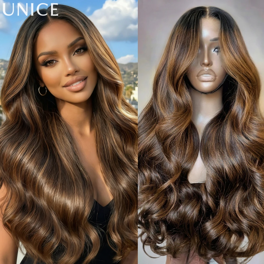 

UNICE Balayage Highlight Body Wave Wig With Drawstring 7x5 Bye Bye Slip Glueless Wig Human Hair Ready To Wear Go 150% Density
