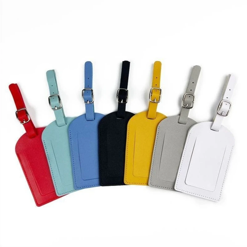 Women Men Luggage Tags PU Leather Travel Accessories Suitcase ID Address Name Holder Baggage Boarding Tags Portable Label view 4