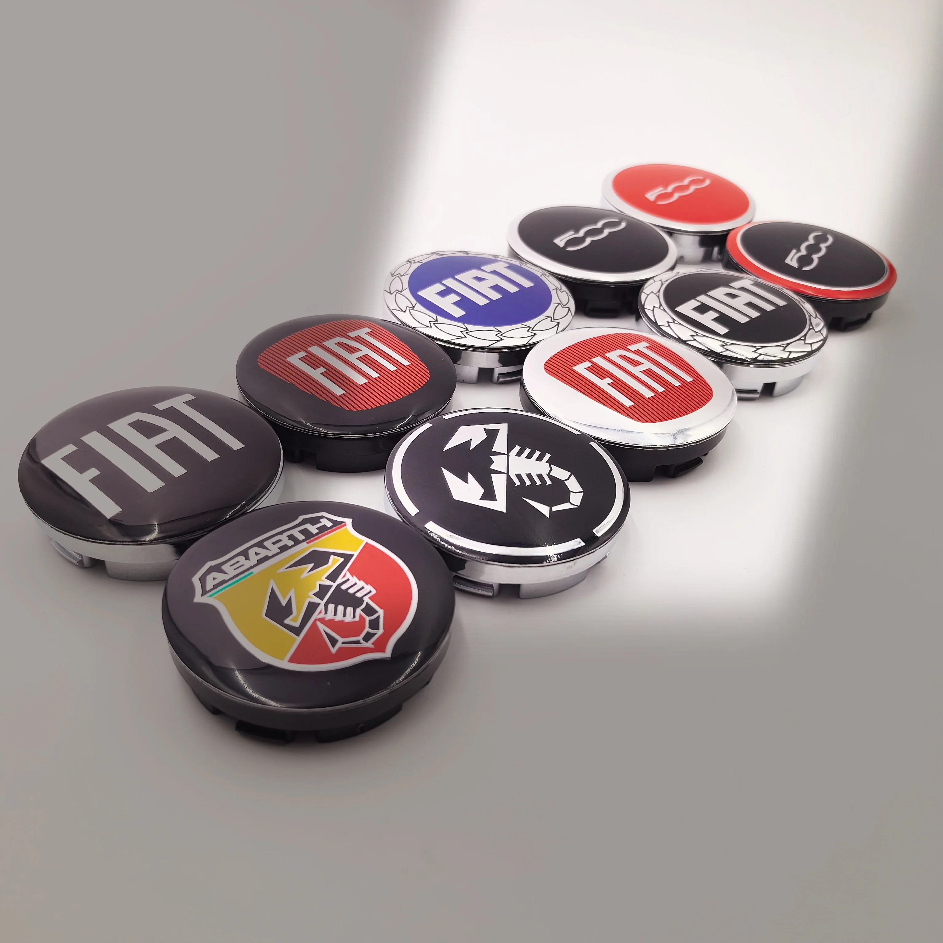 4 Uds 56mm 5,6 cm logo fiat tapacubos central de rueda de coche llanta de coche reacondicionamiento insignia a prueba de polvo cubierta accesorios de estilo para fiat 500 Abarth