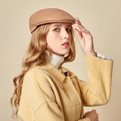 X4074  Retro Aristocrat Wool Berray Hat Lady Universal Hat Literary Retro Painter Cap Beret Hat  Hats for Women