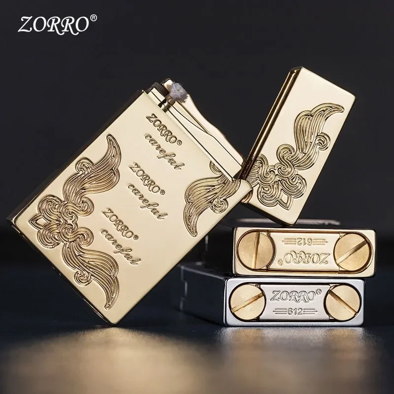 Zorro New Original  Genuine Kerosene Loud Sound Lighter Steel Wire Drawing Gasoline Engine Smoking Pipe Lighters Gift for Men