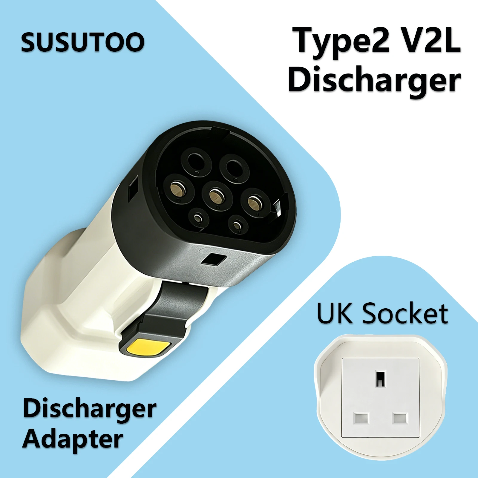 Type2 V2L Discharge Adapter 16A UK Socket EV forBYD MG Mazda Jaecoo Geely EX5 Deepal XPENG HYUNDAI Omoda LEAPMOTOR GWM Chery