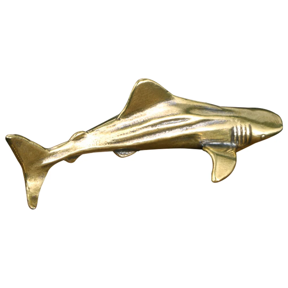 Brass Shark Ornament Craft Figurine Decor Small Desktop Office Chinese Style Indoor Creative Child Stuffed Toy Vintage