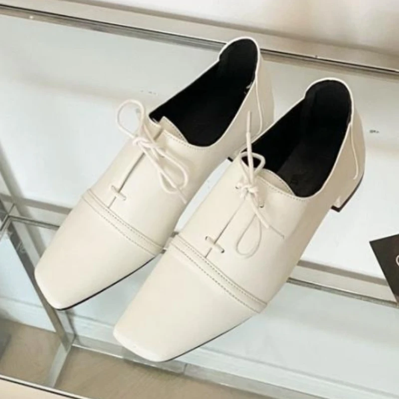 

Retro Lace Up Low Heel Designer Pumps Women Comfort Square Toe Street Style Brand Casual Shoes Heels for Ladies Zapatos De Mujer