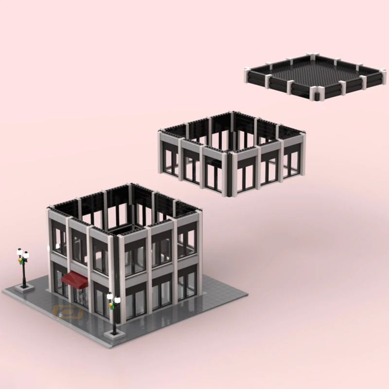 

MOC-204104 Two Floors Budget Skyscraper - Modular Skyscraper Building block model Urban Architecture Series Diy Set Gifts 821PCS