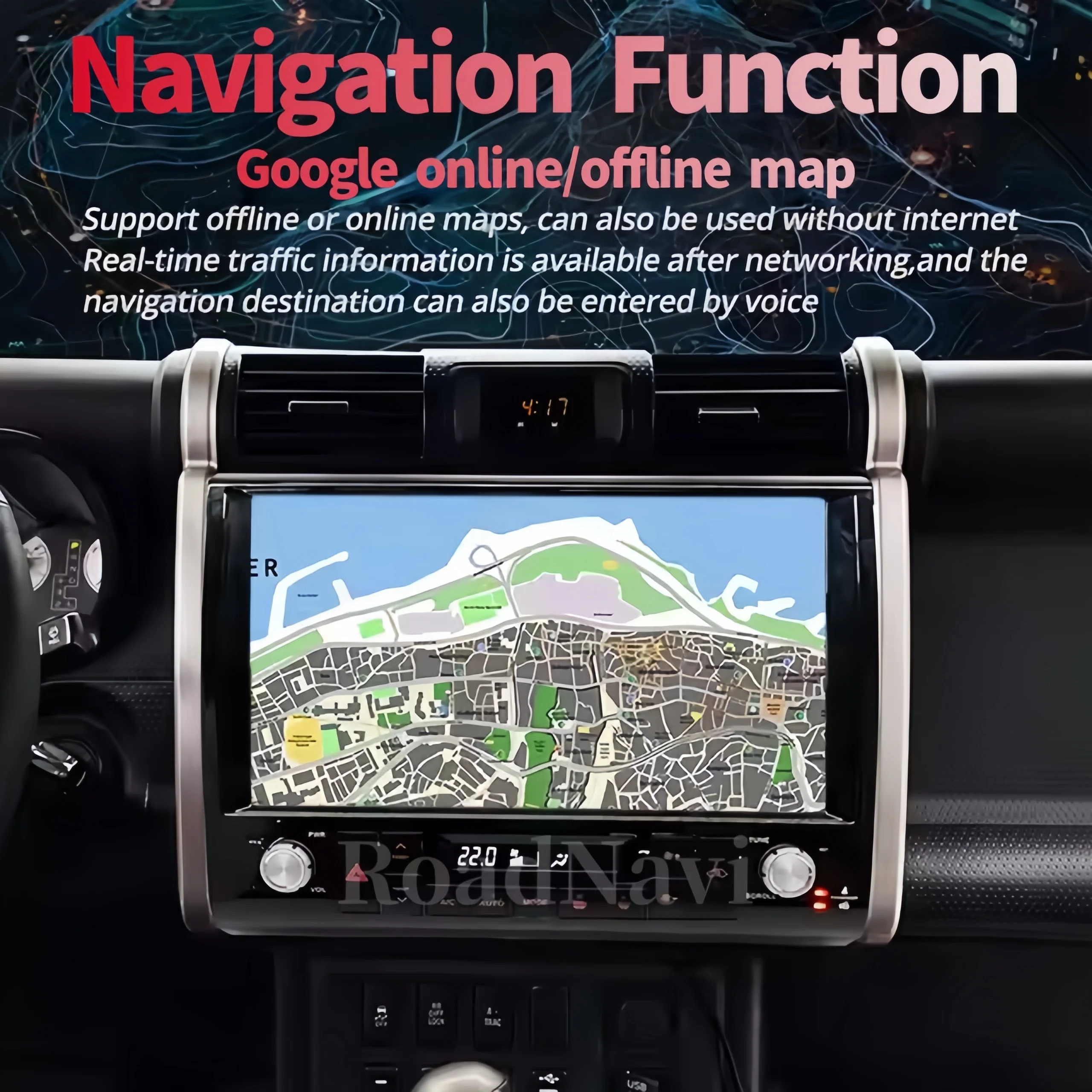 مشغل ديفيدي للسيارة مقاس 13.3 بوصة لسيارة تويوتا لاند كروزر FJ 2007-2022 راديو السيارة مثبت على لوحة القيادة Carplay GPS