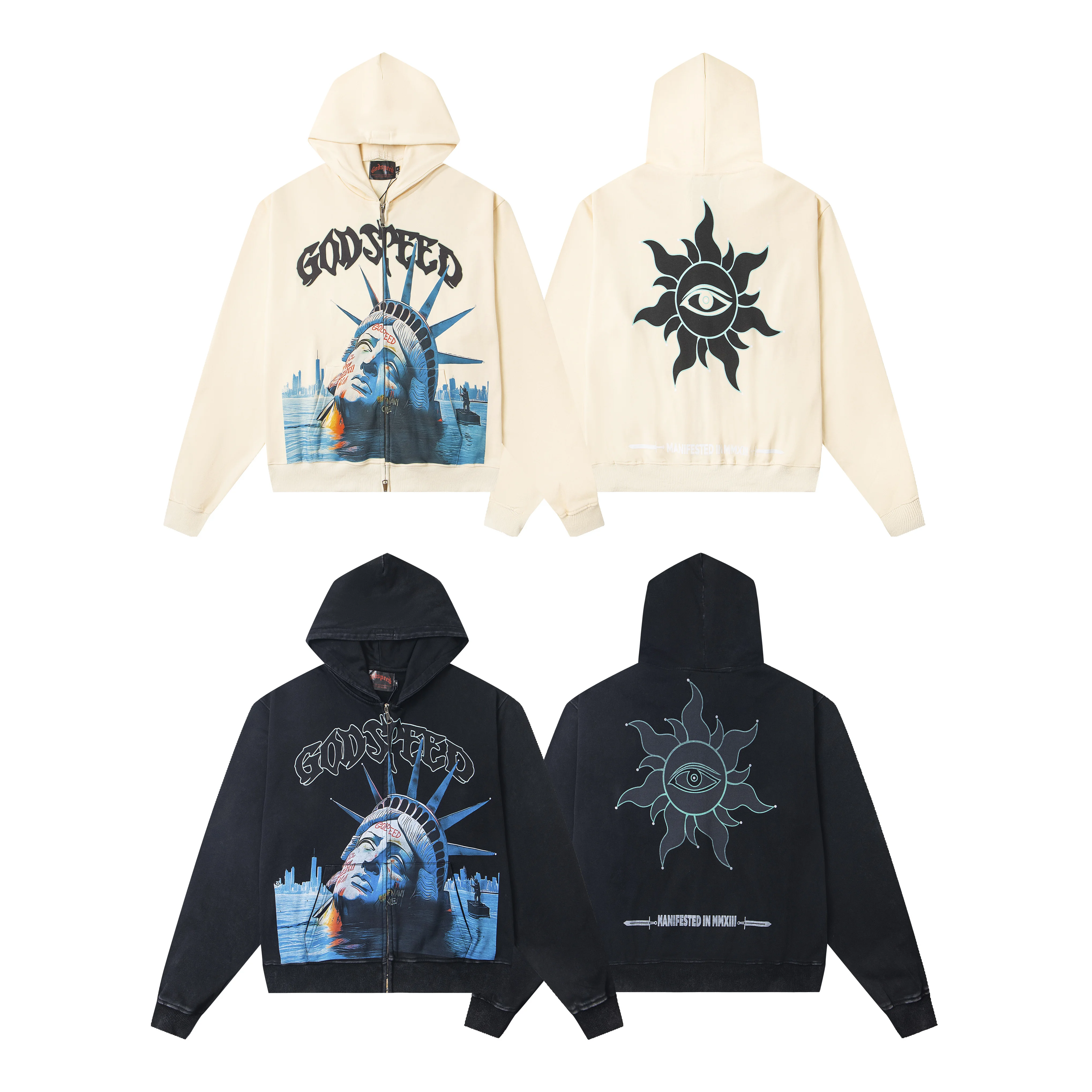 Retro Washed Loose Fit Zipper Hoodie Cardigan Youth Trendy Cotton Long Sleeve Sweatshirt for Men And Women Casual Wear