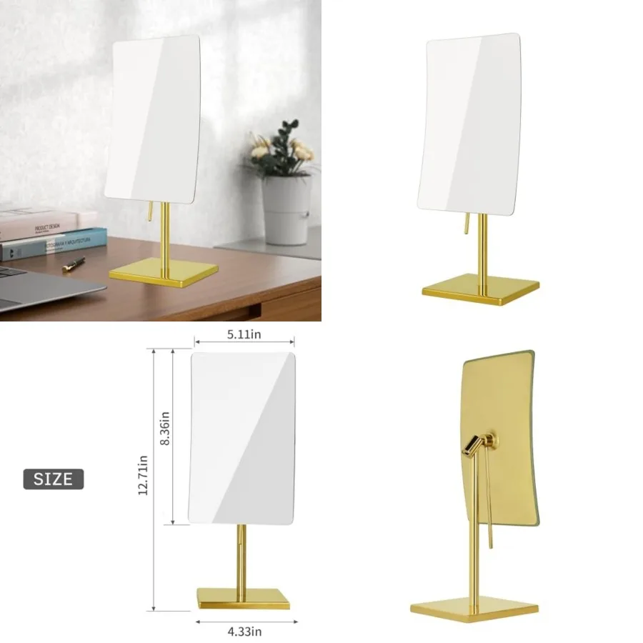 

5X Tabletop Magnifying Makeup Mirror Adjustable Rectangular Vanity Mirror for Bedroom 304 Stainless Steel Gifts for Women Wife