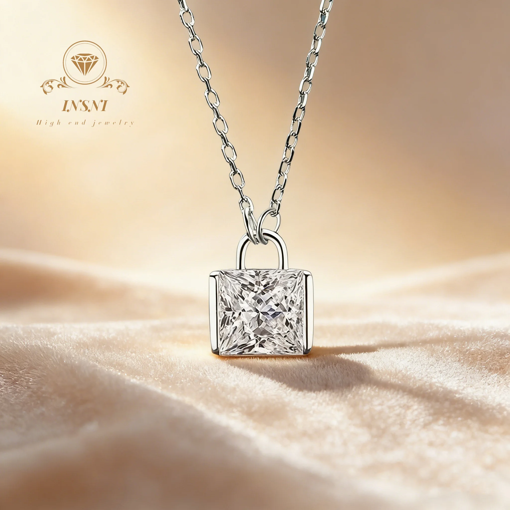 

1CT S925 Silver Moissanite Necklace Cube Pendant Candy Cube Design Minimalist for Her Birthday/Anniv GBA Certified Free Gift Box