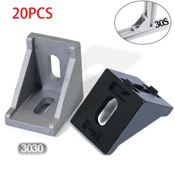 Ángulo de ajuste de esquina 3030, soportes decorativos de 30x30, accesorios de perfil de aluminio, conector en L, Conector de sujeción, paquete de 20