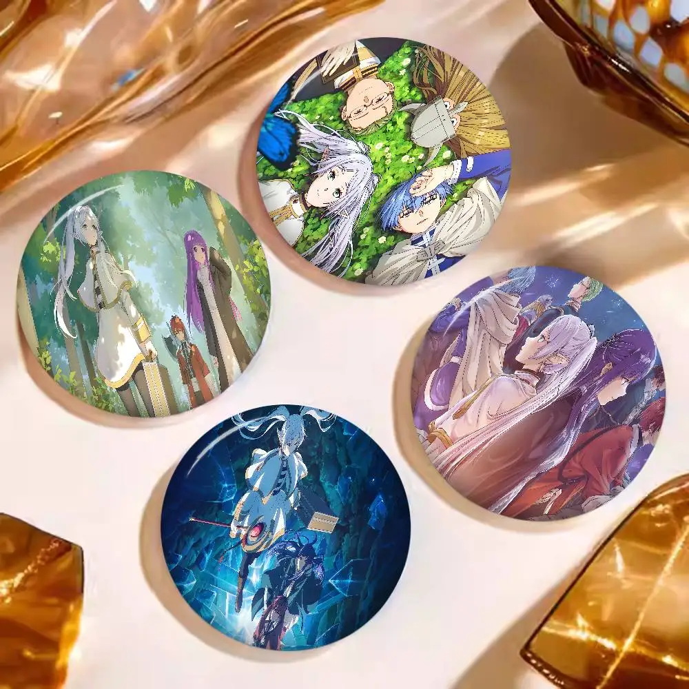 Anime F-Frieren Creative Pins Funny Faces Round Snap-in Brooch Badge Backpack Hat Accessories Jewelry Gifts