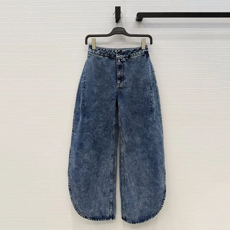 

Women's Snowflake Petal Hem Jeans Curved-leg trousers Casual versatile low-rise wide-leg pants 2026 Spring New Arrival Y2K