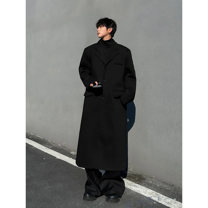 

Мужское зимнее пальто из смесовой шерсти с отделкой из натурального меха, черное, длинное, теплое, модное, повседневное, комфортное, мягкое, для офиса, простое, современное, стильное