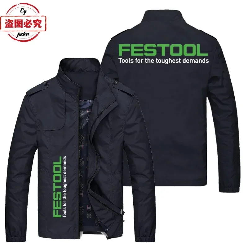 Festool Logo Printed Workwear Casual Zipper Stand Up Collar Workwear Jacket Men's Team Uniform Asian Sizes