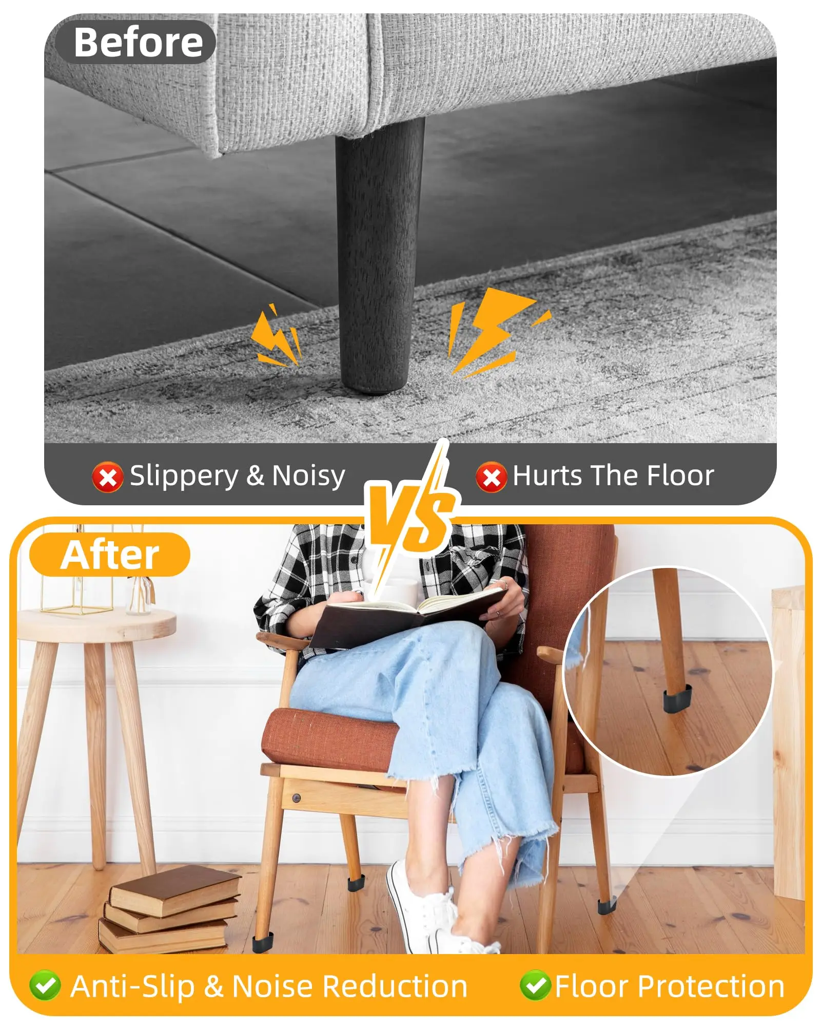 24 шт./компл. защитные колпачки оптимальный пол и шумоподавление с прочной и простой сборкой для использования в помещении черный 20X40 мм