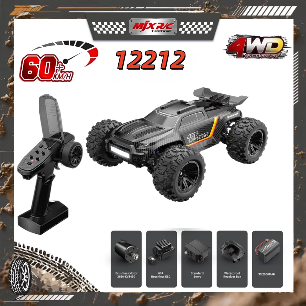 

MJX 1:12 12212 Автомобиль с дистанционным управлением 58 км/ч Monster Truck RC Полный привод 3S Высокоскоростной бесщеточный для взрослых/детей Игрушки в подарок