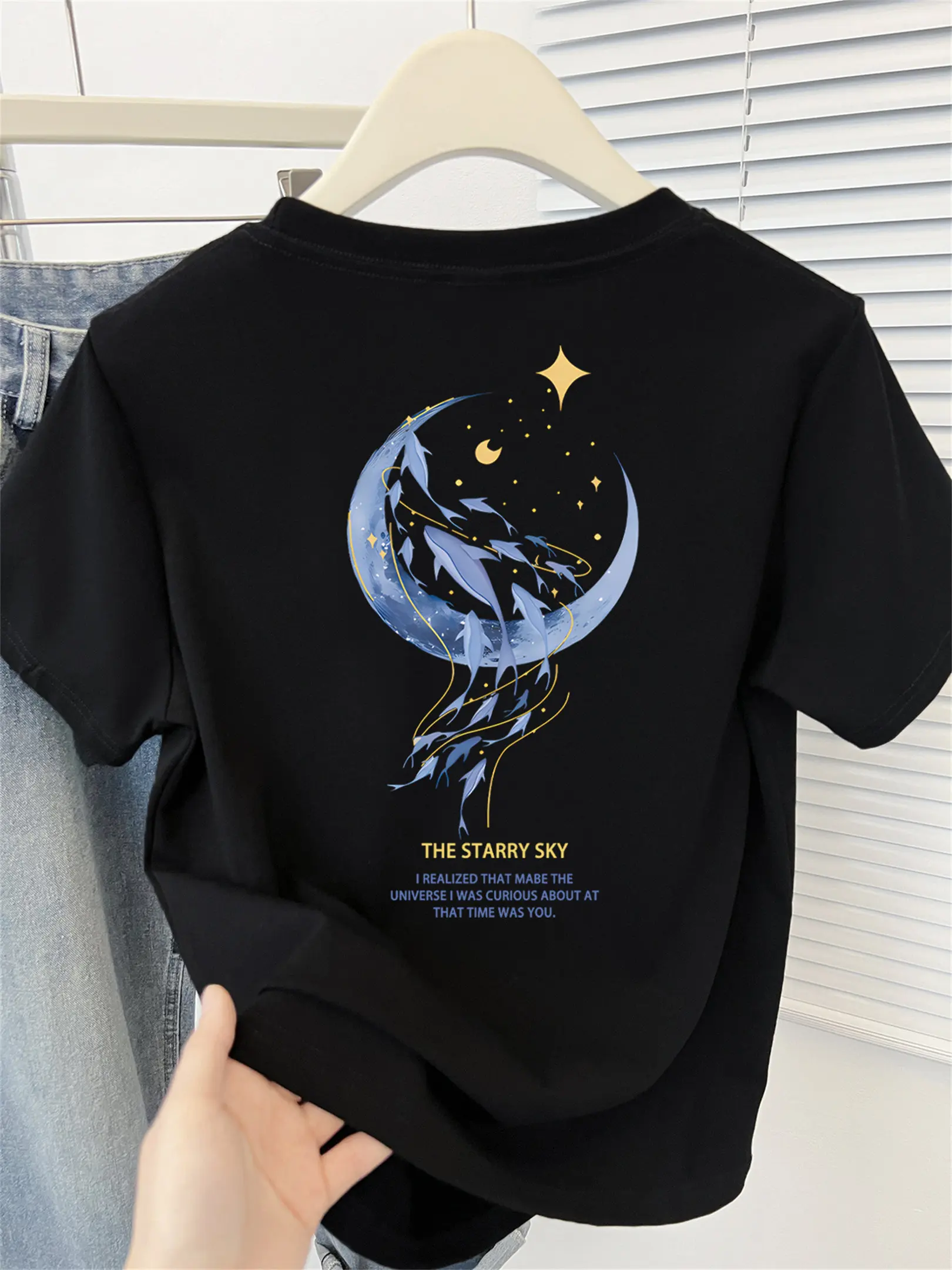 Summer 2025 Women's Short Sleeve T-Shirt Shoulder Length Design round Neck Slimming Top Korean Style Cotton Blend Knitted Wear