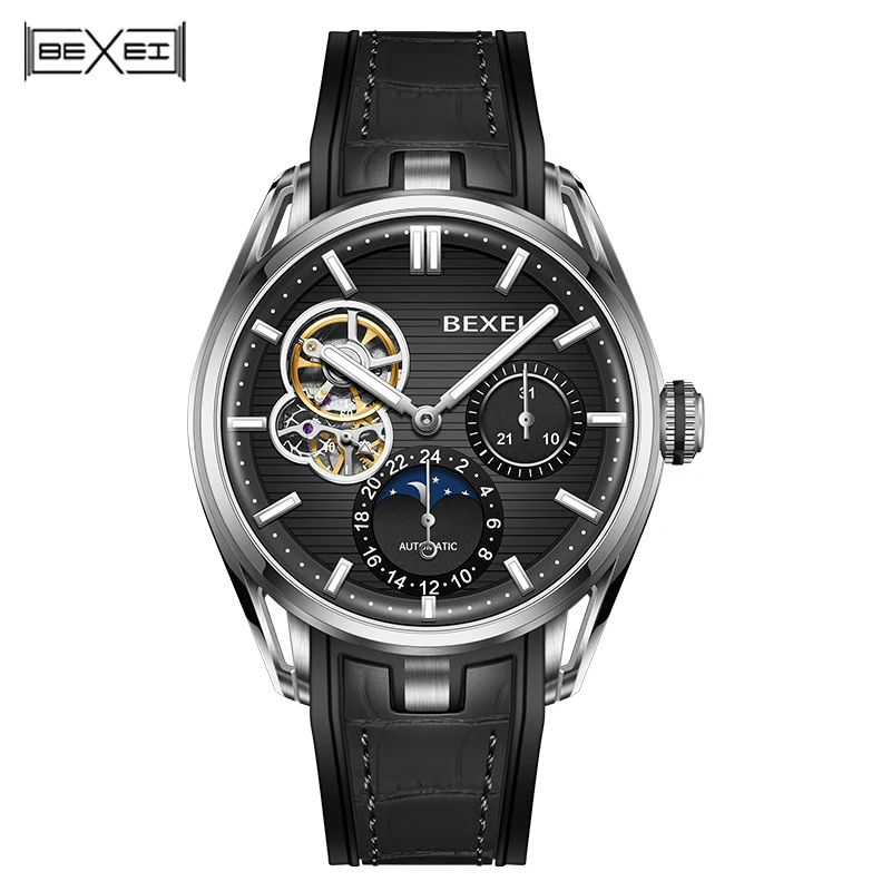 

BEXEI 9226 Business Man Watch 24-hour Day And Night Calendar Automatic Mechanical Wristwatches Stainless Steel Mens Watch Luxury