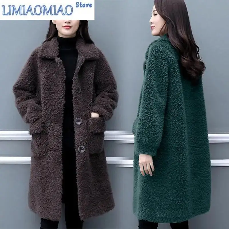 

New Winter Coat Women Thicken Faux Fur Coat For Fall/Winter Korean Loose Lamb-Like Pure Color Popular Coat Female cardigan