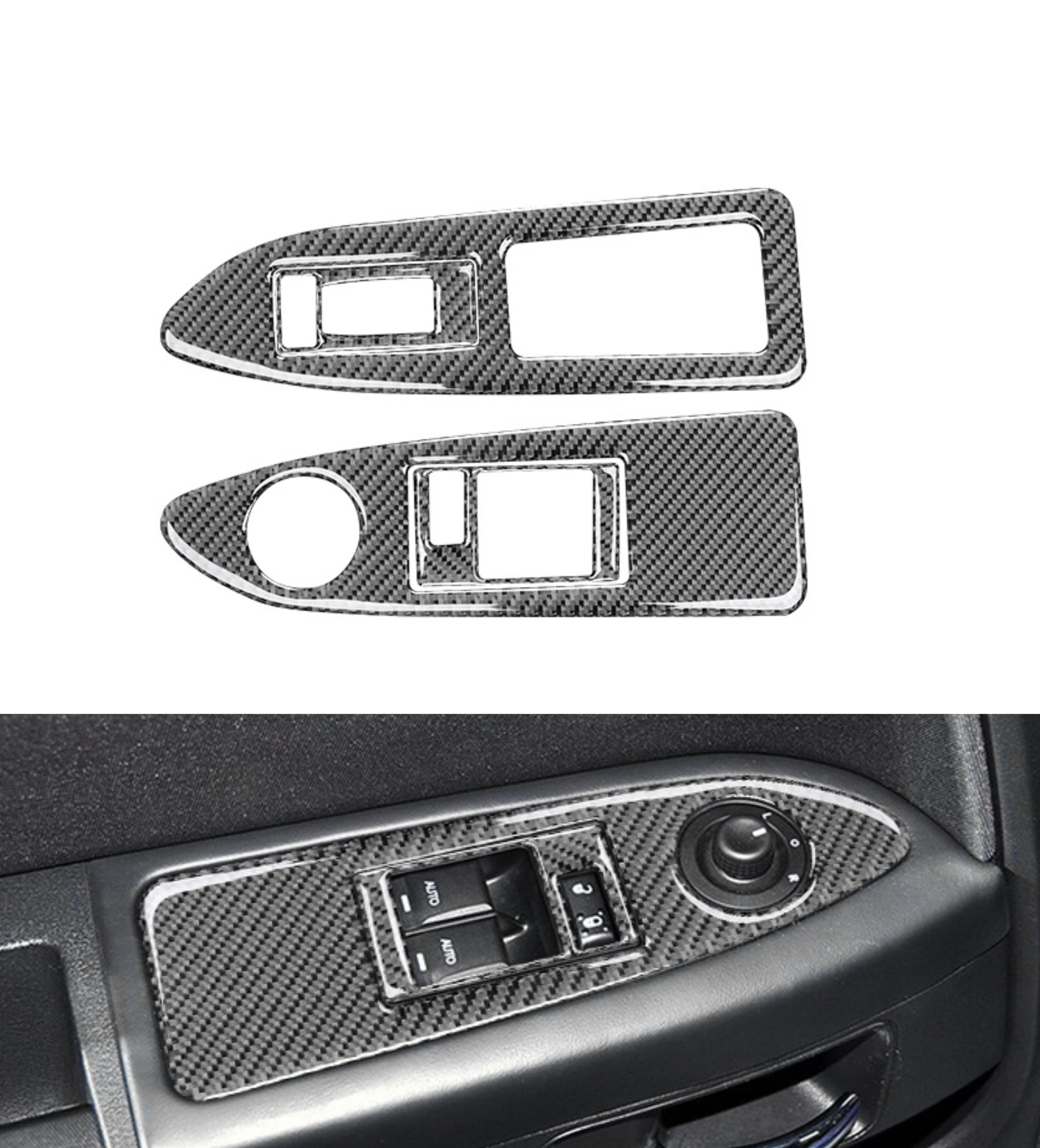 DOMEN New Car Window Lift Switch Panel Trim Decals Sticker For Dodge Challenger 2008 2009 2010 2011 2012 2013 2014 Carbon Fiber view 3