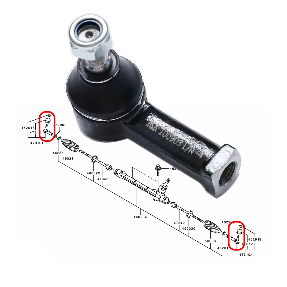 Tie Rod End LEFT&RIGHT for MITSUBISHI Outlander ASX Grandis 2.4L 2003-2010 CITROEN C4 Aircross 2.0L 2011- 4422A052