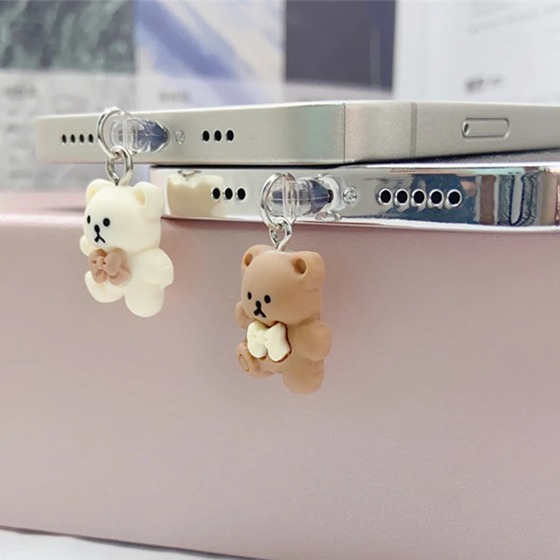 1pc Phone Dust Plug Cute Little Bear Phone Accessory Pendant Decoration For IPhone Type-C Charging Interface Couple