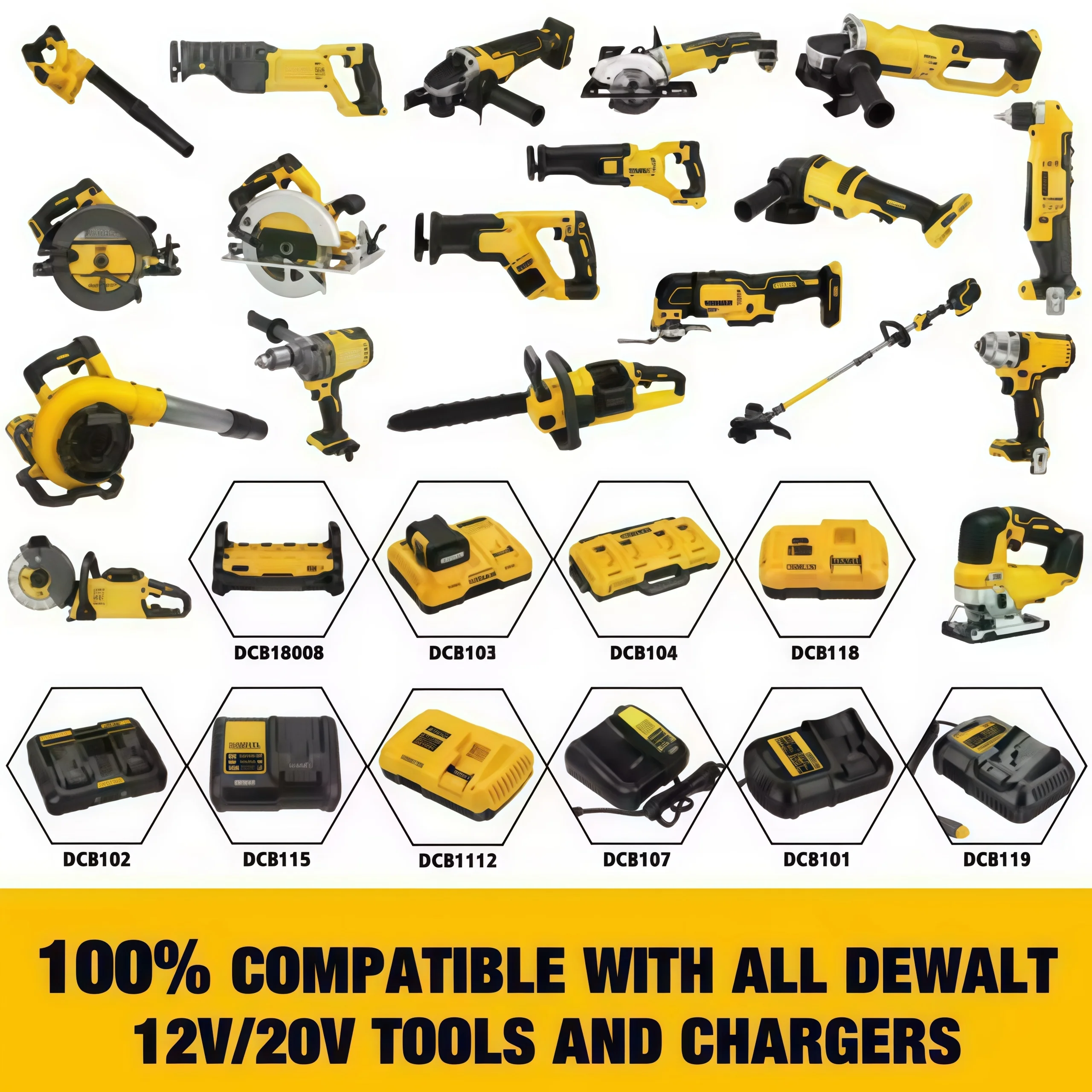 Pro Dewalt 20V 12.0Ah dobíjecí baterie pro Dewalt akušroubovák, vrtačku, šroubovák, klíč, rázovou baterii DCD790 DCB200 - náhled 6