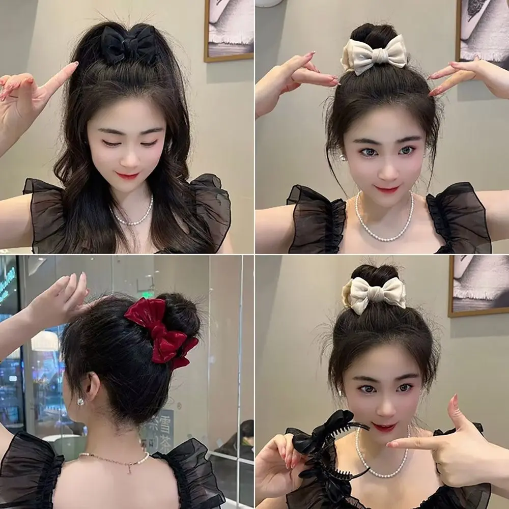 

Bow Hair Clamp Vintage Hair Accessories Back Head Grab Clip Pastoral Style Hair Clip Women Girls