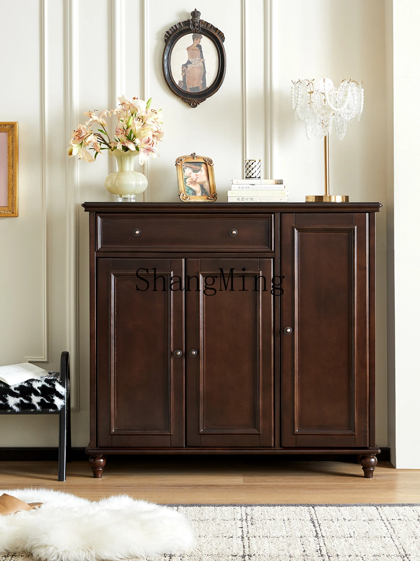 

CL Solid Wood Doorway Wall-Mounted Integrated Cabinet Small Apartment Living Room Storage Large Capacity Cabinet Shoe Cabinet