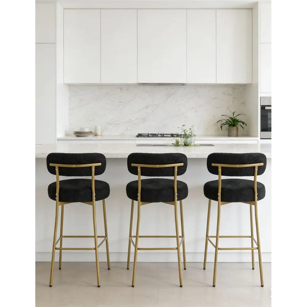 

Набор из 3-х барных стульев с мягкой обивкой, высотой для барной стойки, с 24 сиденьями и золотыми ножками, для кухонного острова или бара