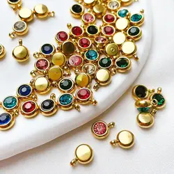 20pcs 6mm Stainless Steel Rhinestone Bead Gold Color Crystal Pendants for DIY Earrings Necklace Bracelet Jewelry Making Charms