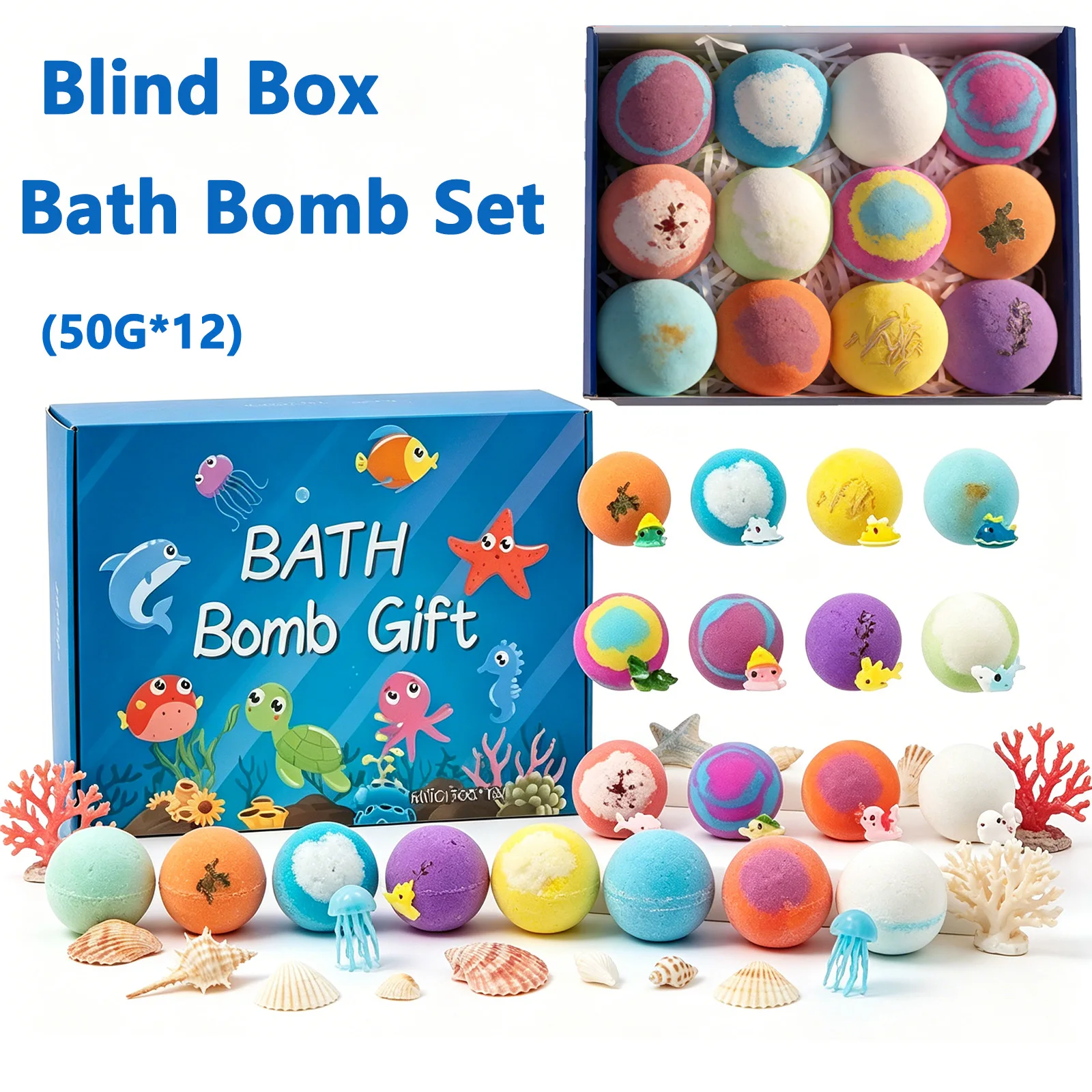 

Набор из 6/12 органических бомбочек для ванны с игрушками-сюрпризами внутри, соли для ванн в морской тематике, сенсорная игра, подарок для мальчиков и девочек на время купания