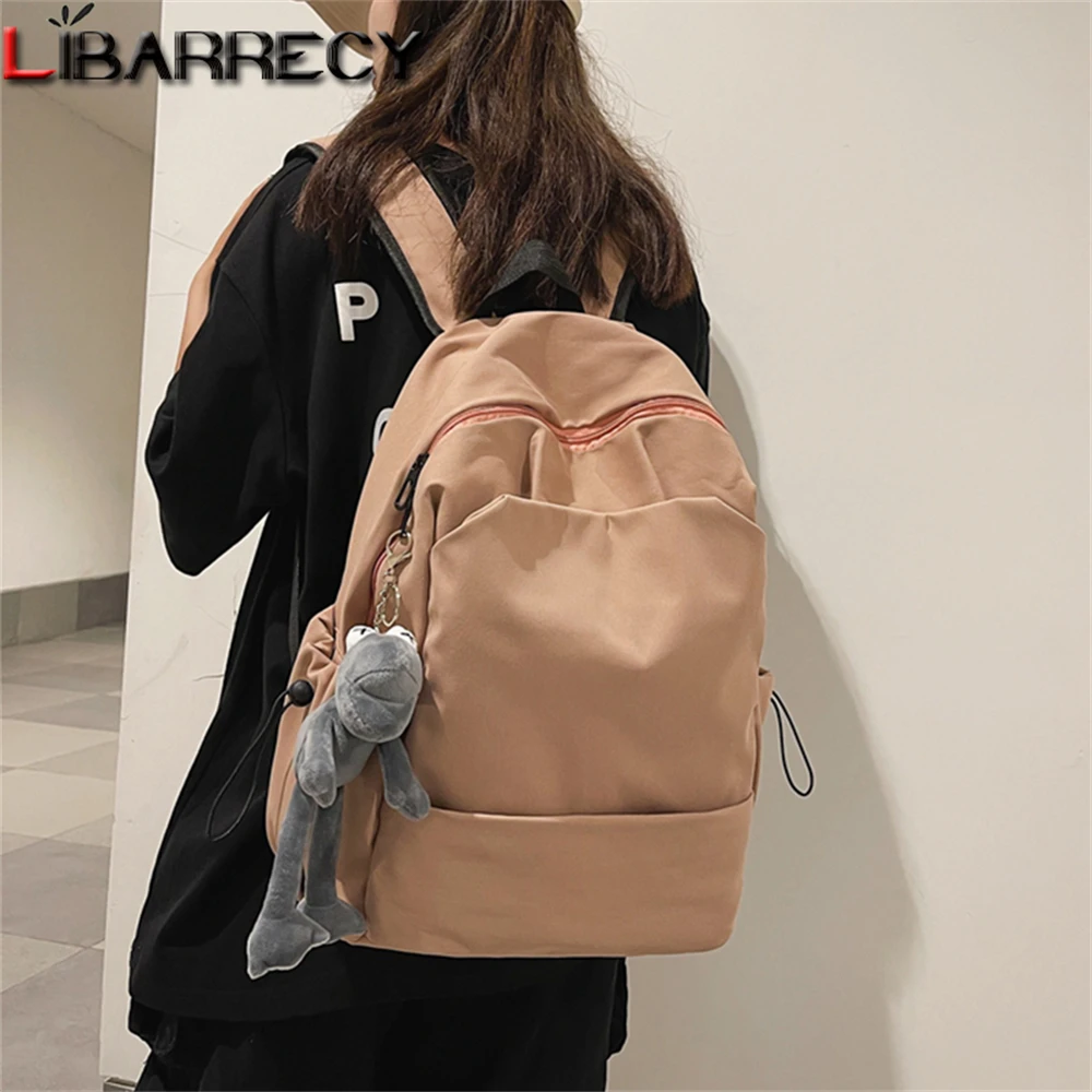 

Solid Color High Quality Nylon Ladies Backpack New Large-capacity Youth Laptop Backpack Fashion Women Student Bags Bolso Mujer