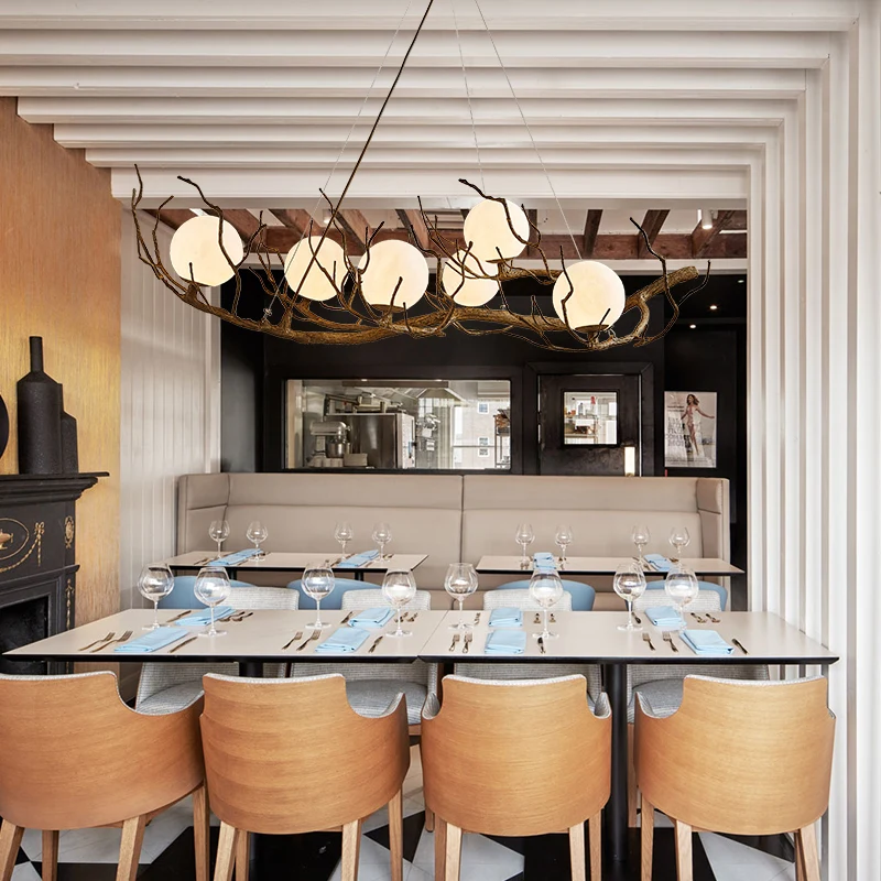 Tree Branch Living Room Chandelier Retro Moon Art Lighting Personalized Nordic Bedroom Homestay Restaurant Tree Branch Lighting